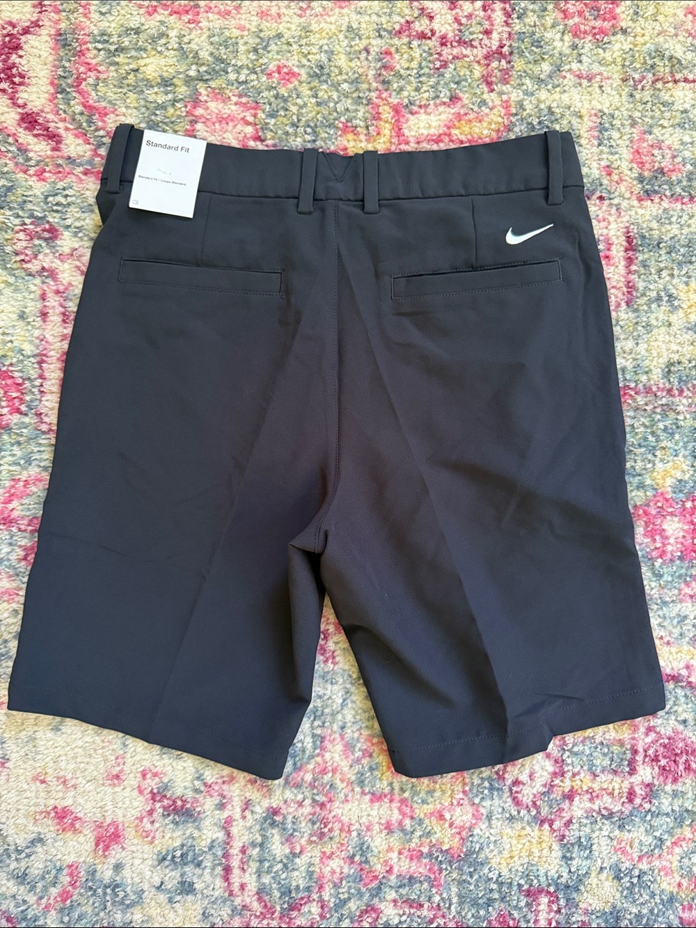 Nike Boy’s Black Athletic Golf Shorts with White Swoosh